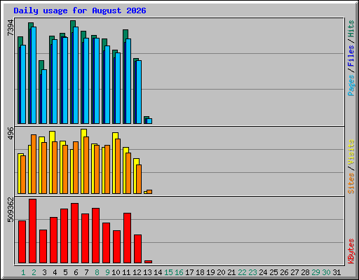 Daily usage for August 2026