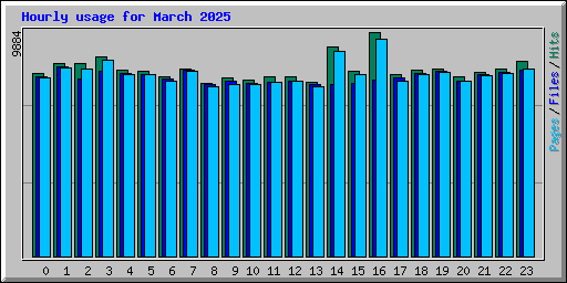 Hourly usage for March 2025